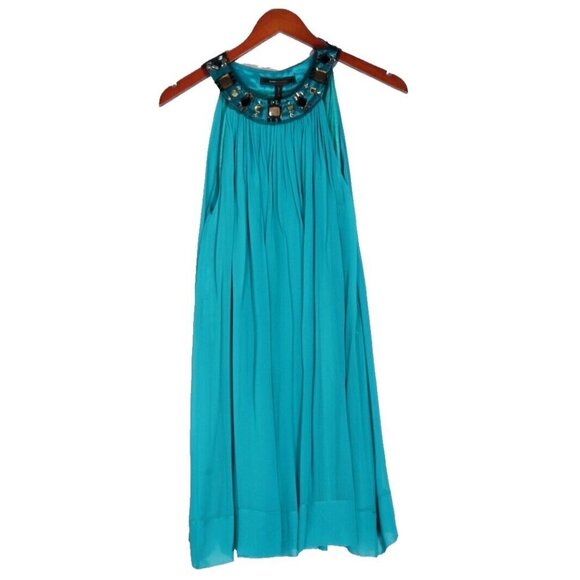 BCBGMAXAZRIA Women's US2 XS Green Dress Silk A-Line Beaded Neckline Mini $398 - Picture 1 of 6